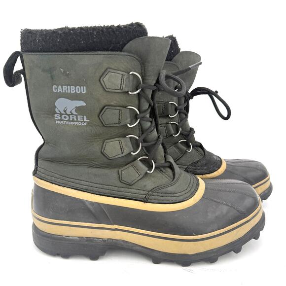 Sorel Men's Caribou Waterproof Leather Winter Boots Size 8 - Picture 1 of 8